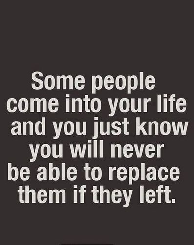 some people come into your life and you just know you will never be able to replace them if they left