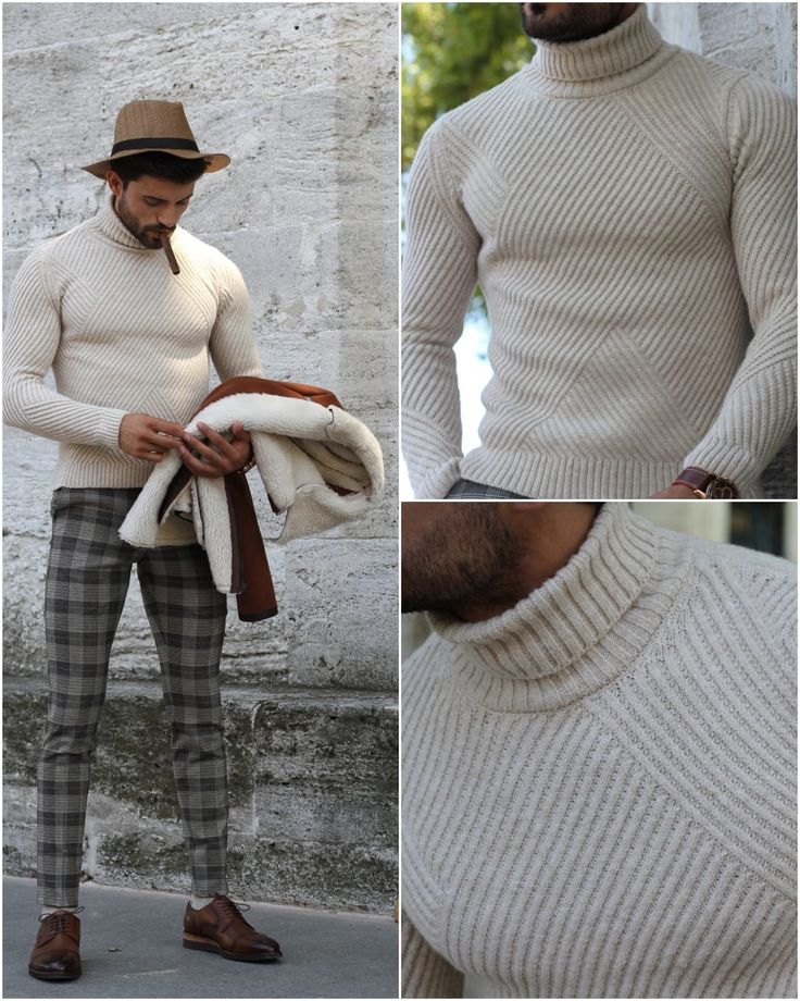 Patrick Slim-Fit Knitted Sweater in Beige-baagr.myshopify.com-sweatshirts-BOJONI Beige Ribbed Turtleneck For Winter, Cream Ribbed Turtleneck For Winter, Beige Ribbed High-neck Sweater, Beige Ribbed High Neck Sweater, Winter Wool Knit Turtleneck, Winter Wool Turtleneck With Knit Fabrication, Wool Knit Turtleneck For Winter, Wool Turtleneck With Knit Fabrication For Winter, Fitted Cable Knit Turtleneck