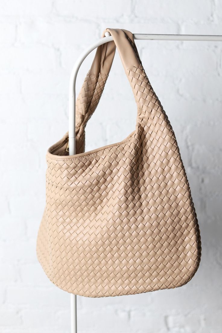 Laverne Woven Hobo Bag - Natural Chic Brown Braided Bucket Bag, Chic Beige Woven Leather Bucket Bag, Chic Travel Hobo Bag With Braided Handles, Chic Beige Braided Shoulder Bag, Chic Braided Beige Shoulder Bag, Chic Woven Hobo Bag With Double Handle, Beige Leather Bags With Interwoven Design, Chic Woven Leather Hobo Shoulder Bag, Chic Woven Leather Hobo Bag