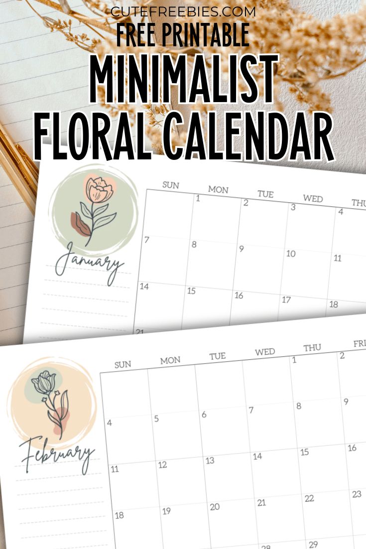 the free printable minimalist floral calendar is perfect for anyone who wants to do it