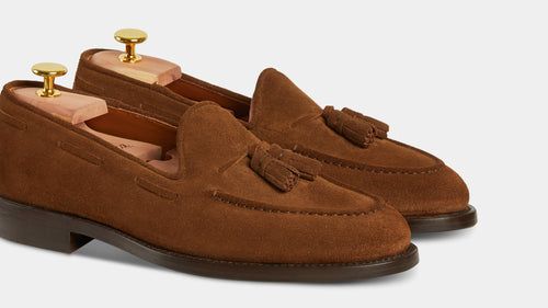 Men’s suede leather Loafers with Tassels | Velasca Loafers With Tassels, Suede Tassel, Tassel Loafers, Brown Shoe, Leather Tassel, Take The First Step, Modern Man, Leather Loafers, Natural Leather