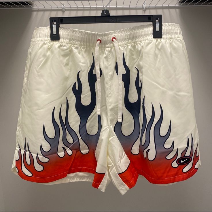 Nike Sportwear Nsw Flames Fire Shorts Color: White Red Black Men Size Xxl Style Code: Dv9628-133 Condition: Brand New With Tags Red Sportswear Bottoms For Leisure, Nike White Bottoms For Streetwear, White Nike Bottoms For Streetwear, Nike White Leisure Bottoms, Nike White Streetwear Shorts, Red Sportswear Shorts For Streetwear, White Sportswear Shorts For Streetwear, Nike Sportswear Bottoms For Summer, White Nike Shorts With Pockets