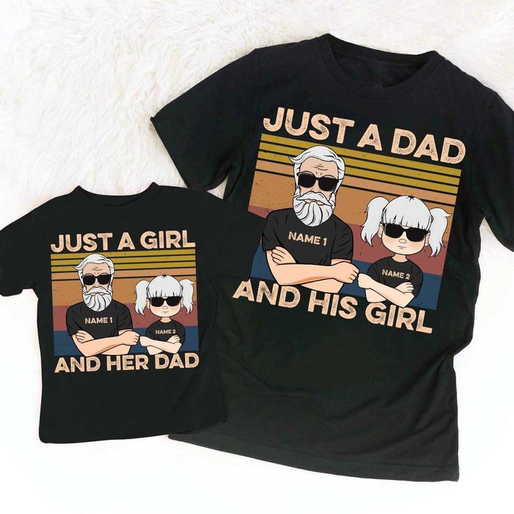 Couple Daddy And Daughter Father's Day Fan Merchandise Tops With Custom Print, Custom Print Tops For Father's Day Fan Merchandise, Father's Day Customizable Crew Neck Shirt, Personalized T-shirt For Father's Day, Customizable T-shirt For Father's Day, Unisex Black T-shirt For Father's Day, Customizable Crew Neck Shirt For Father's Day, Black Unisex T-shirt For Father's Day, Custom Print Black Shirt For Father's Day