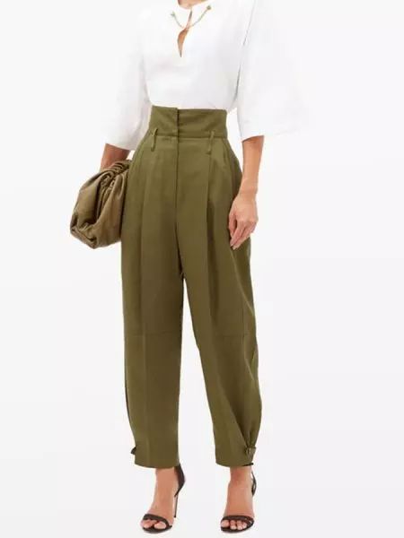 Summer Pants_0111_41a GIVENCHY High-rise canvas tapered trousers Trouser Inspiration, Summer Pants For Women, Trousers Women Outfit, Interesting Clothing, High Waisted Pants Outfit, Ballet Aesthetic, Trouser Outfit, Lightweight Pants, Retro Mode