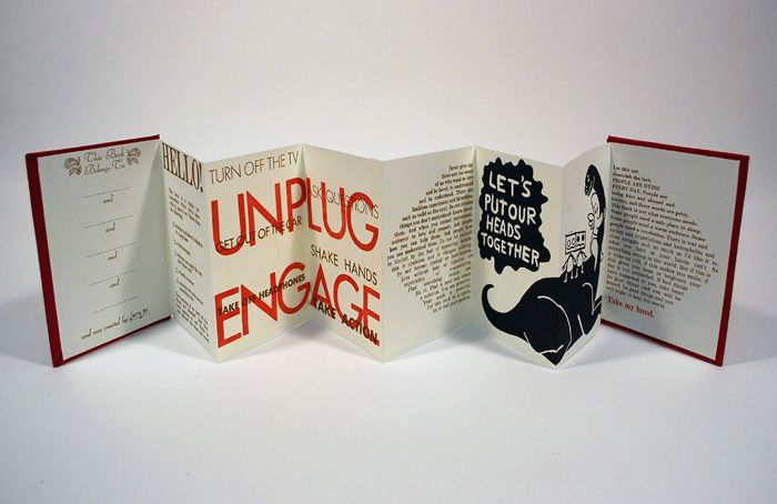 an open book with the words unplug engage printed on it's pages