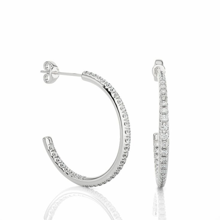 Gift her something beautiful that makes her shine forever as these 0.80 Ct J Hoop Diamond Earrings are showing their shine in white gold metal. Make her look adorable in these wonderful earrings. Silver Hoop Diamond Earrings With Prong Setting, Modern Brilliant Cut Hoop Diamond Earrings, Vvs Clarity Hoop Diamond Earrings In Sterling Silver, Hoop Diamond Earrings With Vvs Clarity In Sterling Silver, Sterling Silver Hoop Diamond Earrings With Vvs Clarity, White Brilliant Cut Sterling Silver Hoop Earrings, Dazzling Sterling Silver Hoop Earrings For Anniversary, Wedding Hoop Earrings With Channel Set Round Cut, Modern Hoop Diamond Earrings For Anniversary