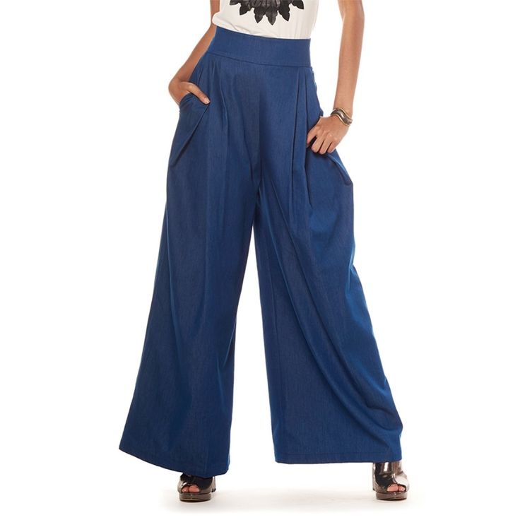 Denim Wide Leg Pants Long Length, Side Pockets, Wide Leg Outer Shell: 100% Cotton Lining: 100% Polyester Dressy Denim Bottoms Featuring Long Legs And Wide Hem. Dark Wash Cotton Wide Leg Pants With Pockets, Indigo Wide Leg Bottoms For Spring, Summer Mid-rise Wide Leg Pants With Loosely Fitted Hips, Non-stretch Medium Wash Summer Pants, Spring Indigo Wide Leg Bottoms, Indigo Full Length Bottoms For Summer, Indigo Wide Leg Bottoms With Pockets, Medium Wash Summer Pants With Pockets, Denim Blue Wide Leg Work Pants With Pockets