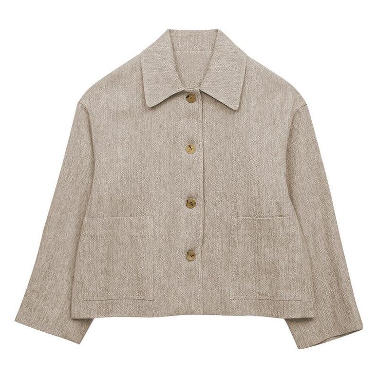 Decoration: ButtonThickness: STANDARDMaterial: CottonStyle: CasualHooded: NoPattern Type: SolidSleeve Length(cm): Three QuarterOuterwear Type: JacketsItem Type: Outerwear & CoatsModel Number: 221556WWYCollar: Turn-down CollarSleeve Style: Regular Beige Blazer With Pockets, Beige Button-up Blazer With Pockets, Beige Collared Single Breasted Shacket, Beige Single Breasted Collared Shacket, Beige Collared Single-breasted Shacket, Solid Shacket With Buttons And Lapel Collar, Beige Lapel Collar Outerwear With Button Closure, Beige Collared Shacket With Snap Buttons, Beige Collared Outerwear With Button Closure