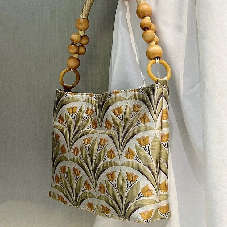 UAKISS - Japanese Sweet Vintage Floral Print Tote Bags 2024 Casual All Match Elegant Underarm Shoulder Bag Y2k Harajuku Women's Handbags Size:21*24*8CM Green Shoulder Bag With Bamboo Handle For Daily Use, Retro Beige Pouch Bag, Spring Handheld Bag With Bamboo Handle, Spring Handheld Bags With Bamboo Handle, Retro Rectangular Shoulder Bag For Spring, Retro Beige Shoulder Bag For Spring, Retro Summer Bag With Detachable Handle, Retro Summer Bags With Detachable Handle, Retro Shoulder Bag With Removable Pouch For Spring