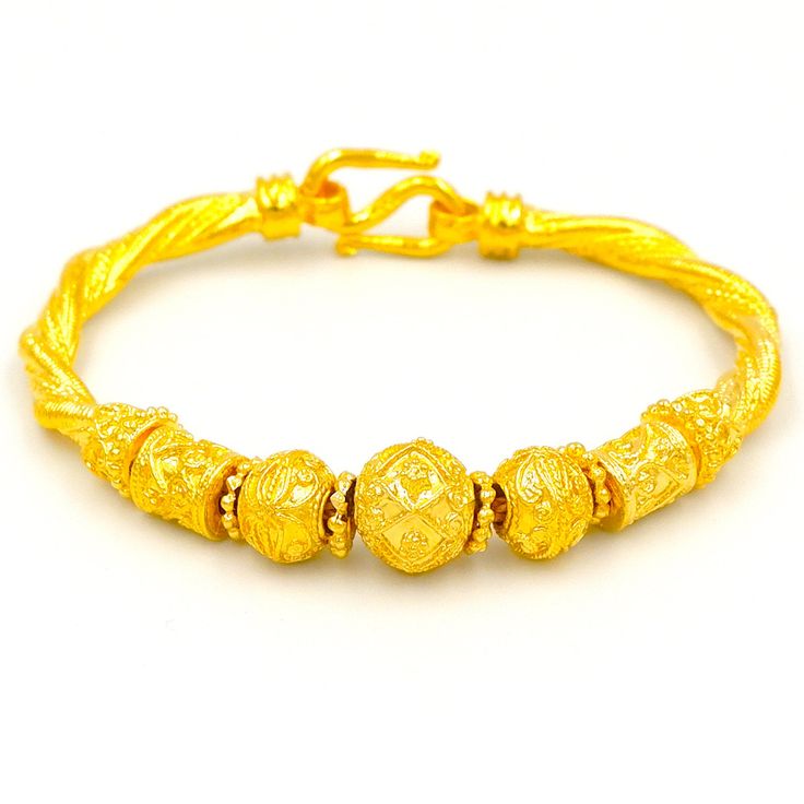 This Shop has a Special Free Gift (Chain) for Every Order. 😊🙏 Item: 1 x Bangle Bracelet For: Women Type: GOLD PLATED over Brass, Nickel free Purity: 96.5% Surface: Shiny Diameter: ~6 centimetre Circumference: ~20 centimetre Thickness: ~ 5 mm Weight:~ 30 grams Color: Yellow Gold ( slightly +/- from photo ) Handmade from Thailand. Thai gold plating technic really solid and stunning look. Rewarding your life from hard working, match up your dress, bridesmaid wedding engagement or a gift to someon Gold-plated Gold Bracelets For Wedding, Gold Jubilee Bracelet For Wedding, Gold Intricate Design Bracelet Jewelry, Gold Jewelry Bracelet With Intricate Design, Handmade Gold Bracelets For Wedding, Yellow Gold Plated Bracelets For Wedding, Gold Intricate Design Bracelet, Yellow Gold-plated Bracelets For Wedding, Ceremonial Adjustable Gold Cuff Bracelet