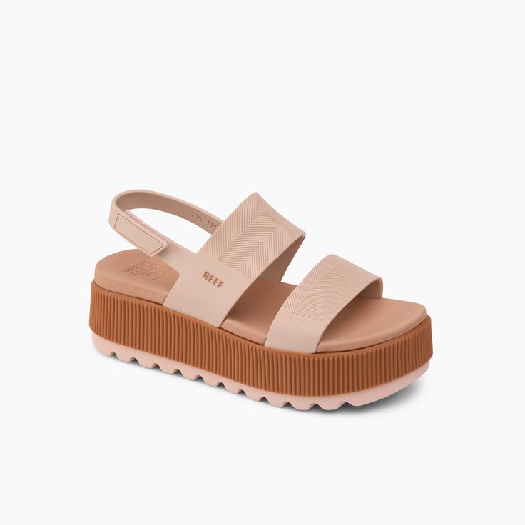 Water Vista Higher Cameo Rose Women's Sandals | REEF® Beach Sport Sandals With Chunky Platform, Summer Vacation Sandals With Thick Bottom, Thick Bottom Sandals For Summer Vacation, Modern Platform Jelly Sandals In Synthetic Material, Modern Platform Jelly Sandals In Synthetic, Modern Synthetic Platform Jelly Sandals, Modern Platform Jelly Sandals, Summer Beach Platform Jelly Sandals, Summer Jelly Platform Sandals For Vacation