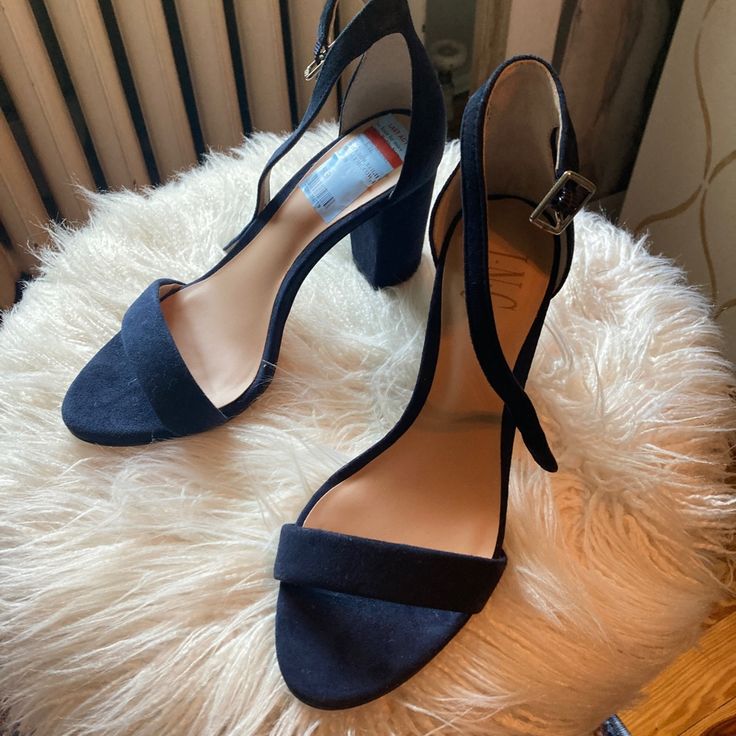 Pretty Blue Sandals With Chunky Heel. Size 5.5 New With Tags Embroidery Heels, Orange Heels, Pointed Pumps, Black Suede Pumps, Square Toe Heels, Tan Heels, Kitten Heel Pumps, Block Heel Boots, Classic Pumps