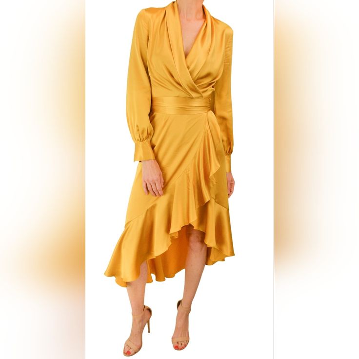 Sz L Nwt Heros Initially Priced At $650 Silk Satin Wrap Dress Jean Overall Dress, Pretty White Dresses, Long Dresses Casual Maxi, Mock Neck Sweater Dress, Satin Wrap Dress, Baby Blue Dresses, Silk Wrap Dresses, Guess Dress, Halter Midi Dress