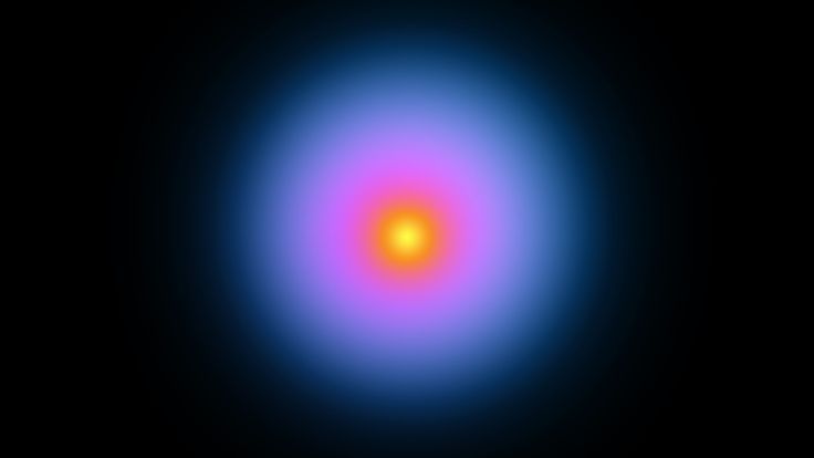 an orange and blue object in the dark with light coming from it's center