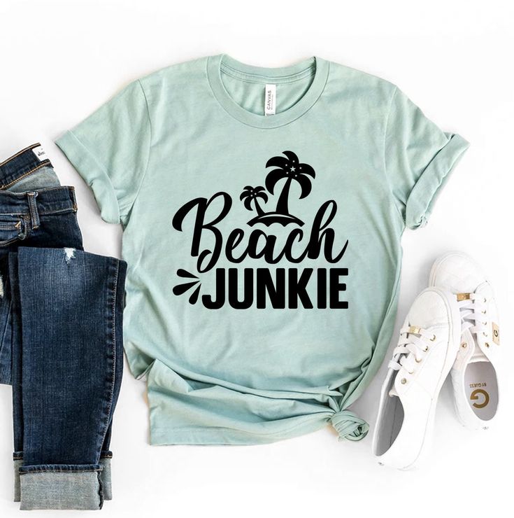 "Beach Junkie T-shirt, Beach Shirt, Spring Top, Glamping Gift, Adventurer Tee, Fisherman Shirt, Beach Lover T-shirt, Boating Gift, Summer Vacation Tee, Adventure Shirt, Beach Shirt, Summer Shirt, Surfing Shirt, Travel Shirt, Vacation Shirt, Women's Beach Shirt, Ocean Shirt, Gift For Her, Beach T-shirt, Shirt For Women, Girls Trip Shirt, Summer T-shirt This updated unisex essential fits like a well-loved favorite. Super soft cotton and excellent quality print makes one to fall in love with it over and over again. ------------- Fabrication ------------- 100% Combed ring spun cotton Made by specially treating the cotton fibers before spinning them into yarn. The result is stronger and smoother fabric. ------------- Unisex T-shirt Size Chart ------------- XS - - 27\" Length and 18\" Width S - Outdoor Summer T-shirt With Screen Print, Screen Print T-shirt For Summer Outdoor, Summer Outdoor Screen Print T-shirt, Graphic Print Top For Beach Season, Cotton Tops For Outdoor Beach Season, Summer Tops For Beach Season Outdoor, Summer Graphic Tee For Camping, Beach Season Short Sleeve Tops, Summer Camping Graphic Tee