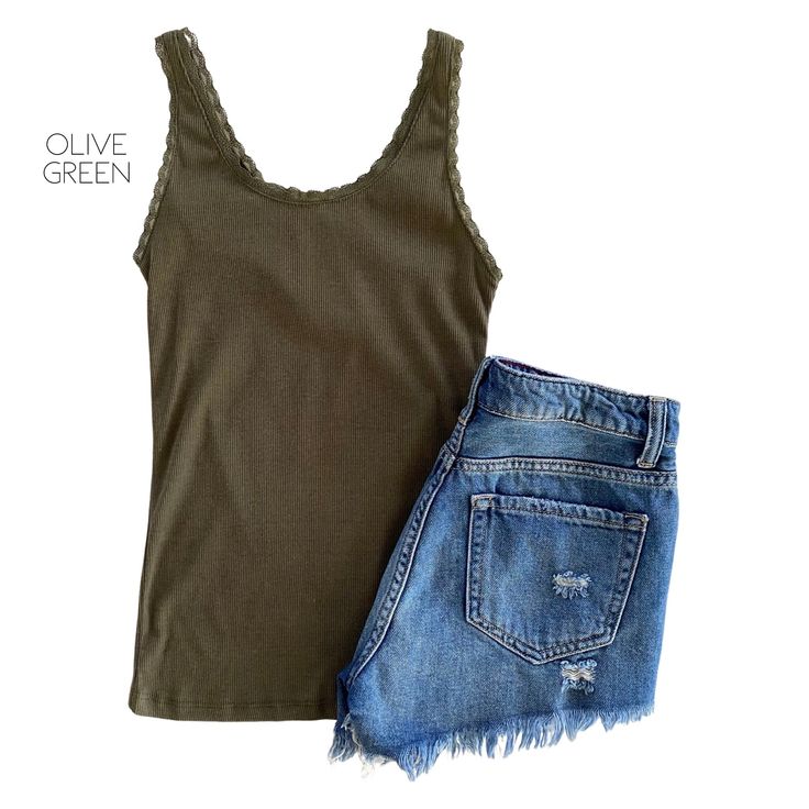 These lace-trimmed tanks are a must-have for your wardrobe. Featuring a ribbed design and a lace trim, these are perfect worn alone or as a layering piece. Available in several different colors and at a great low price, now is the time to stock your closet with this versatile tank! 57% Cotton, 38% Polyester, 5% Spandex