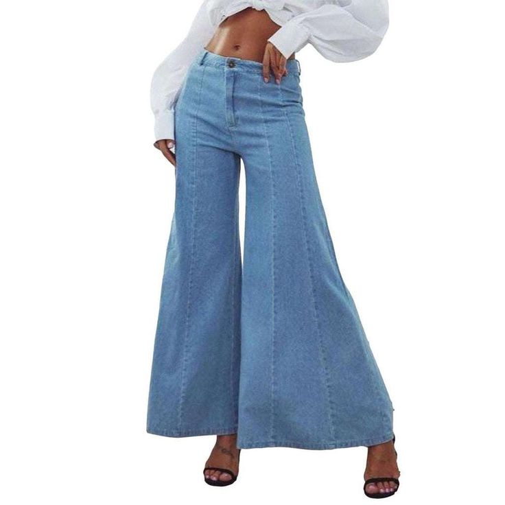 Elevate your look with our street-style Bleached Culottes from the 2023 Spring-Summer Collection. Designed with a high-waist for a figure-flattering fit. these culottes feature a zipper and button closure for added convenience and a chic look. Crafted from luxe denim for unparalleled comfort and a sophisticated edge. these culottes are a must-have for any stylish soul.Distinctive Features: Street-Style: A perfect blend of vintage allure and today's spirited fashion pulse. Bleached: A fresh. mode Denim Blue Wide-leg Jeans For Fall, Chic Flare Denim Pants, Chic Flare Denim Jeans, Medium Wash Flare Bottoms For Fall, Denim Blue Bottoms With Zipper Closure For Fall, Denim Blue Bottoms With Zipper For Fall, Trendy Stretch Wide-leg Jeans, Chic High Rise Denim Flare Jeans, High Waist Denim Jeans With Zipper Closure