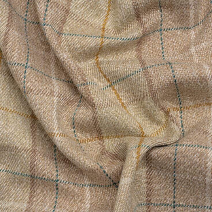 the fabric is tan and green checkered