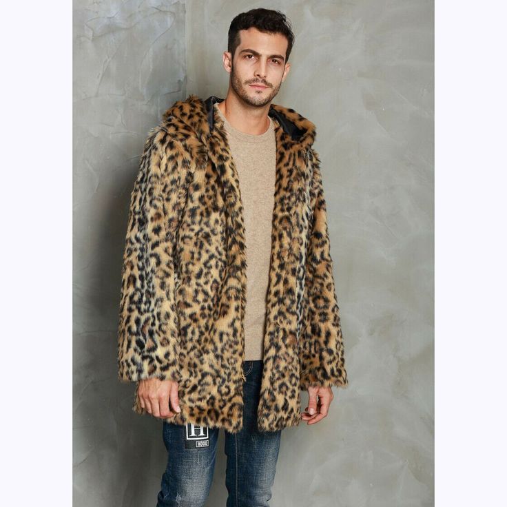 Free & Fast shipping 100% Satisfaction guarantee 30 Days Money Back 100% DELIVERED & TRACKED lowest price guranteed on all orders top quality Your Best Choice & 5 STAR SERVICE Winter Men's Faxu Fur Jacket Hooded Leopard Parka Plush Outwear Warm Thicken New DESCRIPTION Accents Winter Brand Unbranded Country/Region of Manufacture China Features Hood Length 82-87CM Material Faux Fur Model No Modification Description No Modified Item No Pattern Leopard Product Line Factory Size Type Regular Style Ov Hooded Cardigan Outfit, Cardigan Outfit Men, Long Hooded Jacket, Top Man, Leopard Print Fashion, Mens Overcoat, Faux Fur Hooded Coat, Womens Faux Fur Coat, Over Coat