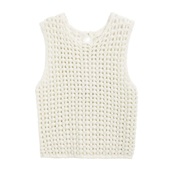 image_1 Trendy Knit Vest For Day Out, Trendy White Vest Top, Chic Open Knit Sleeveless Sweater Vest, Chic Sleeveless Open Knit Sweater Vest, White Sleeveless Knit Top, Chic Knit Vest Crop Top, Chic White Knit Sweater Vest, White Tank Knit Top For Spring, Sleeveless Knit Tops For Spring