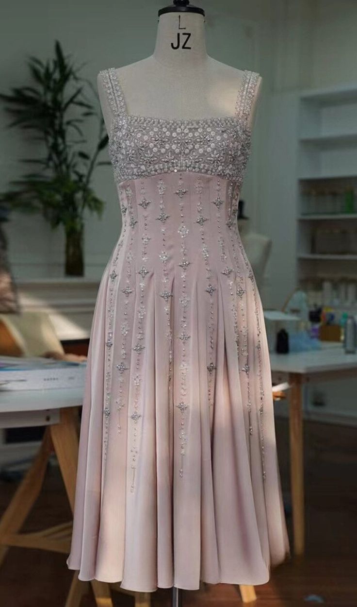 HAND-BEADED DIAMOND MINI DRESS IN NUDE Beaded Fairy Dress, Soft Ethereal Aesthetic Outfits, Bejeweled Dress, Dress For Dancing, Nude Mini Dress, Dress With Beads, Crystal Dress, Center Of Attention, Diamond Dress