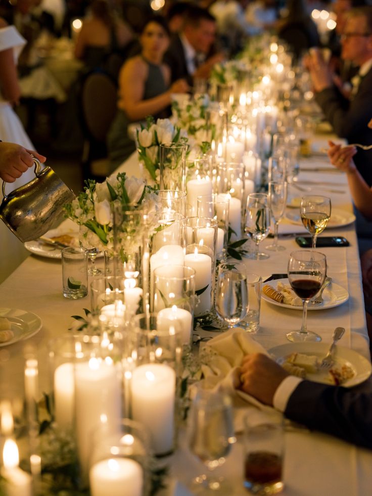 Candle wedding reception
Candle head table 
Candle table Wedding Tablescape With Candles, Candle Lit Centerpieces Wedding Ideas, Candle Tablescapes Wedding, Candle Wedding Reception, Candle Centerpiece Wedding, Wedding Table Candles, Candlelight Wedding Reception, Candle Runner, Candle Centerpieces Elegant