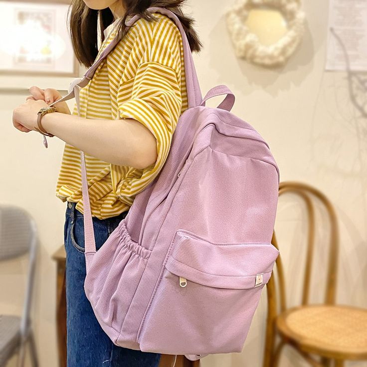 Size:length 29cm,Width 13cm,Height 43cm Color:black/blue/white/green/pink/purple/yellow Female Kawaii College Bag Cotton Fabric Student Women Backpacks Cool Teenage Girl School Bag Cute Ladies Fashion Backpack Trendy [23y 6m 13d] Kawaii School Bag With Pockets, Kawaii Purple Backpack For Everyday Use, Harajuku School Bags With Pockets, Harajuku Style Purple Backpack For Everyday, Kawaii Pink Shoulder Backpack, Everyday Kawaii Backpack, Kawaii Pink Backpack Shoulder Bag, Harajuku Style Purple Backpack For Daily Use, Harajuku Style Purple Bag For Back To School