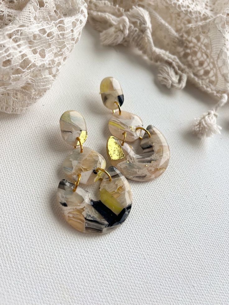 Marbled Polymer Clay 2.5 inches in length Nickel Free, Hypoallergenic Marbled Polymer Clay, Tiger Earrings, Friends Sign, Jewelry Inspo, Clay Earrings, Shop Earrings, Artwork Prints, Original Artwork, Polymer Clay