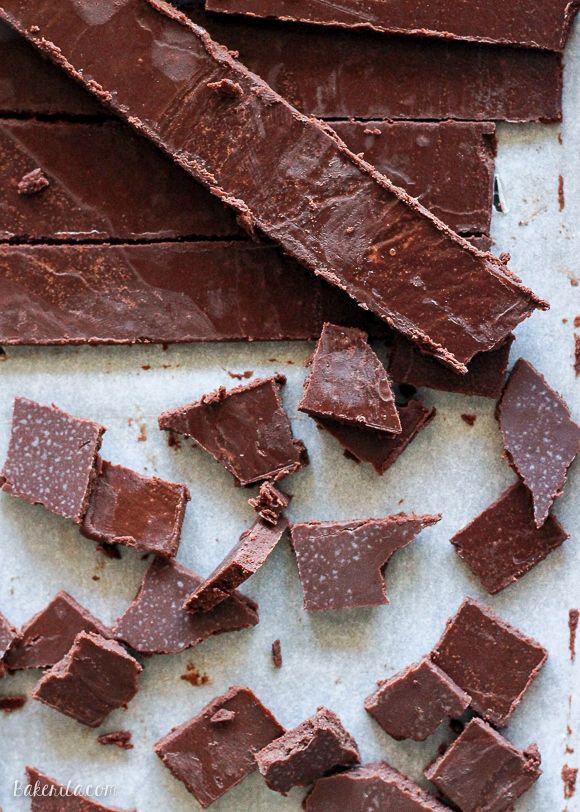 pieces of chocolate sitting on top of a table