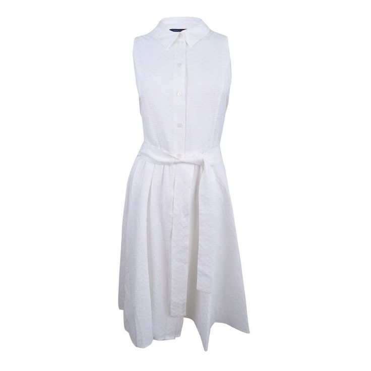 New With Original Tags Style: A-Line, Size Type: Regular, ,, Sleeveless, 77% Rayon/23% Polyester, Dry Clean, Inseam: Classic White Sleeveless Midi Dress, Classic Summer Daywear Dress, Summer A-line Tommy Hilfiger Dress, Classic Summer Day Dress, Classic Sleeveless Shirt Dress For Daywear, Classic White A-line Shirt Dress, Classic Fitted Sleeveless Shirt Dress, Elegant White Cotton Sleeveless Dress, Elegant White Sleeveless Cotton Dress