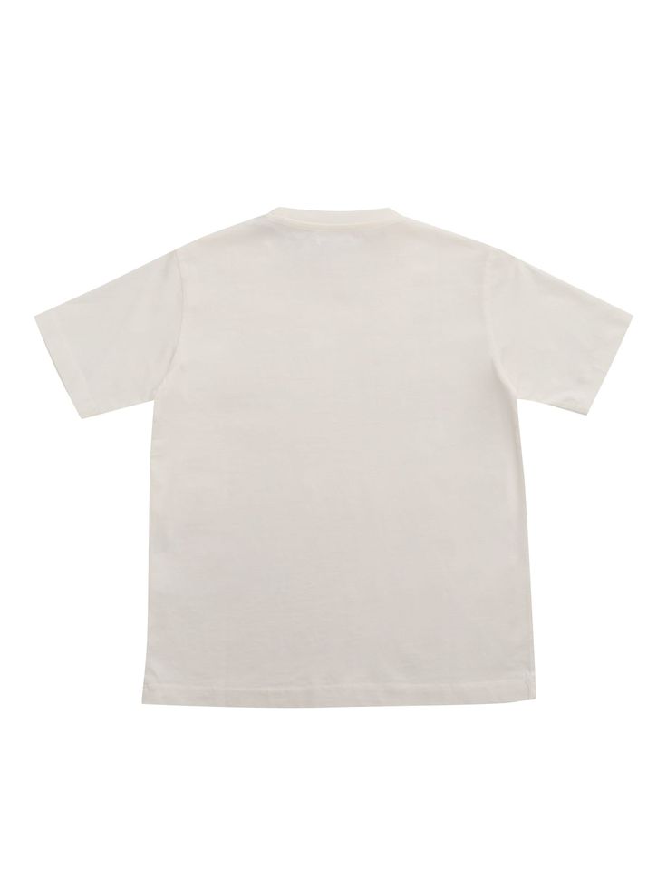 White t-shirt with C. P. logo Contrasting Company for children in cotton.Composition: 100% COTTON White Cotton Jersey T-shirt With Letter Print, Sporty White Organic Cotton T-shirt, White Sporty Organic Cotton T-shirt, White Letter Print Cotton Jersey T-shirt, White Logo Print Cotton Jersey Top, White Cotton Jersey Tops With Logo Print, White Cotton Jersey Top With Logo Print, White Organic Cotton Top For Streetwear, Basic Organic Cotton T-shirt With Logo Print