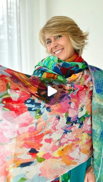 Sophie Van de Vyver on Instagram: "I’m in scarf heaven🧣! 4 scarves - 4 knot styles - Dare to wear your scarf as a May lady! 

Aquarel printed wool scarves (rectangle size 90/180cm)
@mayerlinebrussels 

#howtostyleascarf #scarflover #scarflovers #scarfaddict #scarfstyle #mayerlinebrussels #mayladies #daretofeelperfect #ikkoopbelgisch #jachetebelge #iminheaven #stijladvies #sjaals #howtowearit #scarftutorial #howtotieascarf #agelessstyle #embraceaging #positiveaging #mayerlinemyfit #styleatanyage #aquarel" How To Wear A Rectangle Scarf, Wool Scarves, Scarf Tutorial, Lady A, Ageless Style, Scarf Tying, Wool Scarf, Scarf Styles, Knot