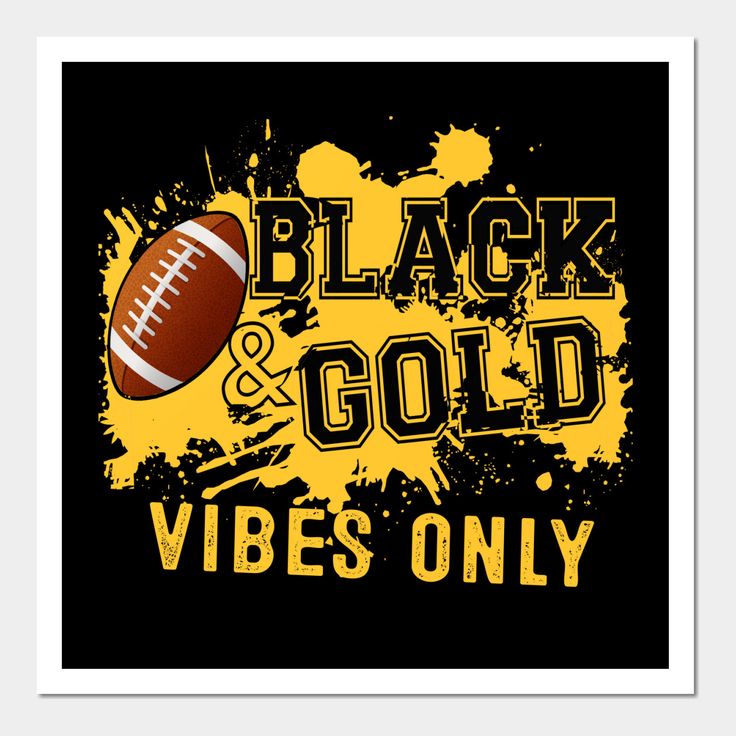 a black and gold poster with a football on it