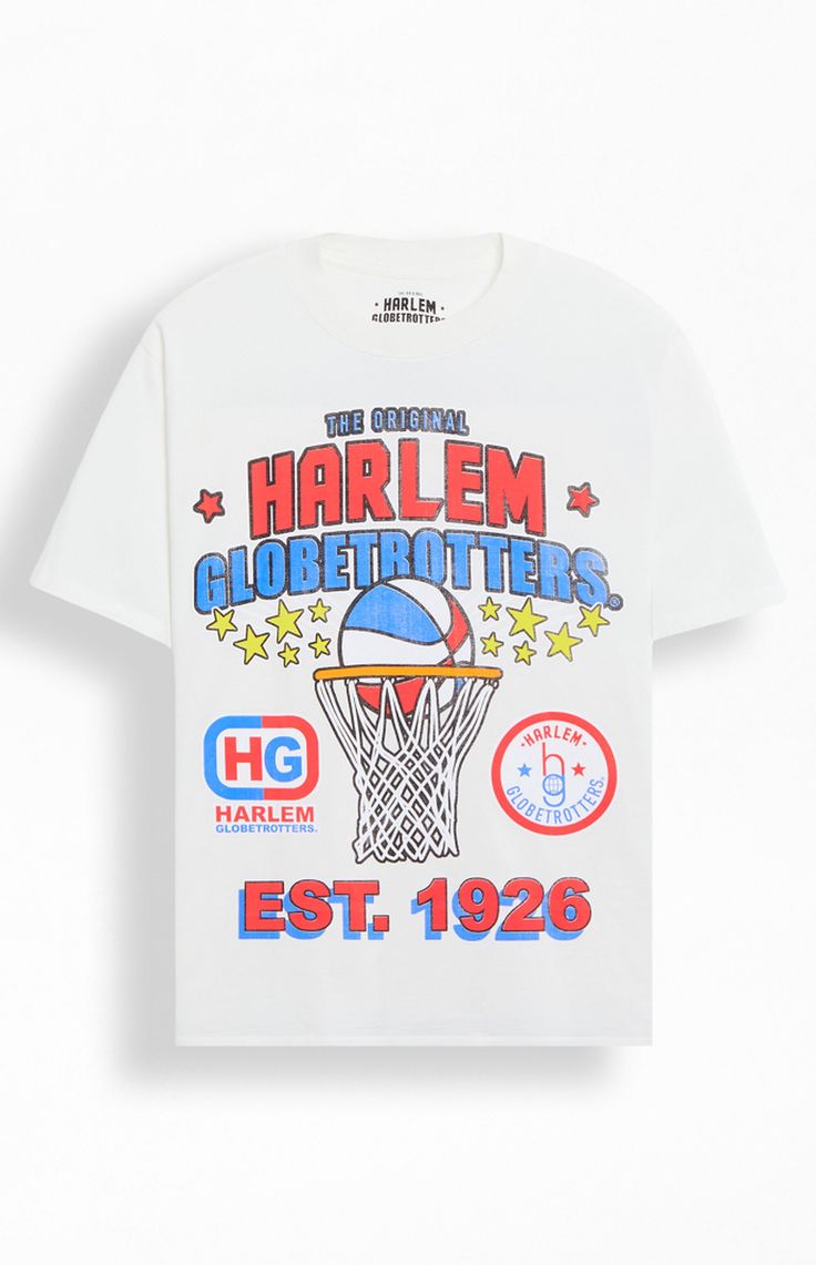 The Original Harlem Globetrotters T-Shirt Sports Apparel Design, Basketball Shirt Designs, Slim Fit Cargo Pants, Pacsun Mens, Harlem Globetrotters, Vintage Tee Shirts, Retro Graphic Tees, Slogan Tshirt, Basketball Shirts