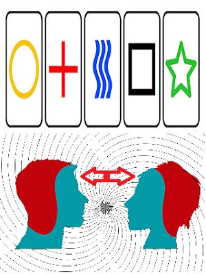 two people are facing each other in opposite directions with symbols above them to symbolize the same person's identity