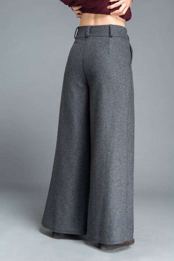 Maxi pants gray pants wool pants winter pants womens | Etsy Elegant Gray Wide Leg Pants, Elegant Gray Full-length Wide Leg Pants, Gray Full-length Pants For Fall, Gray Full Length Pants For Fall, Chic Gray Wide Leg Pants, Full Length Gray Pants For Fall, Elegant Gray Wide Leg Pants With Pockets, Gray High Waist Winter Pants, Chic Gray Wide Leg Full Length Pants