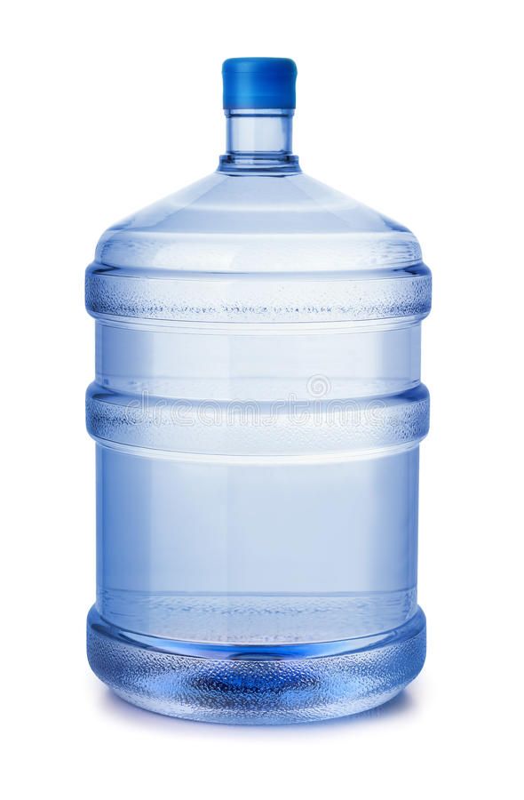 a large plastic water bottle with blue cap on white background - stock photo - images