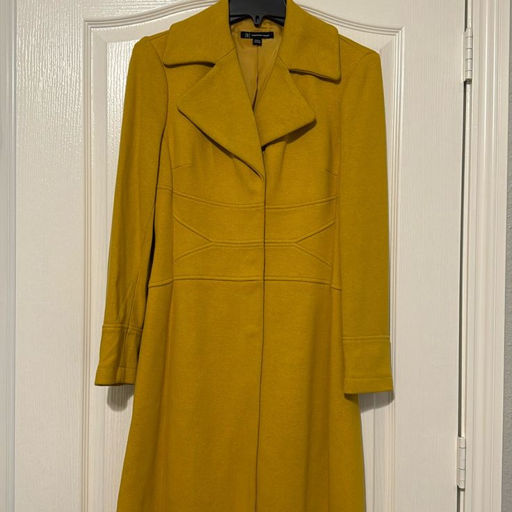 This Is A Beautiful Mustard Yellow Lined Knit Coat With Snap Closures. Gorgeous Rhinestone Buttons On Sleeves. Inc Size Small With 3 Snap Closures On Front. Must Have For Fall! Fitted Yellow Long Sleeve Outerwear, Yellow Wool Long Sleeve Outerwear, Yellow Winter Workwear Outerwear, Classic Yellow Long Sleeve Outerwear, Yellow Winter Outerwear For Work, Fitted Mustard Outerwear For Work, Yellow Long Sleeve Formal Outerwear, Yellow Fall Outerwear For Work, Classic Yellow Outerwear For Winter