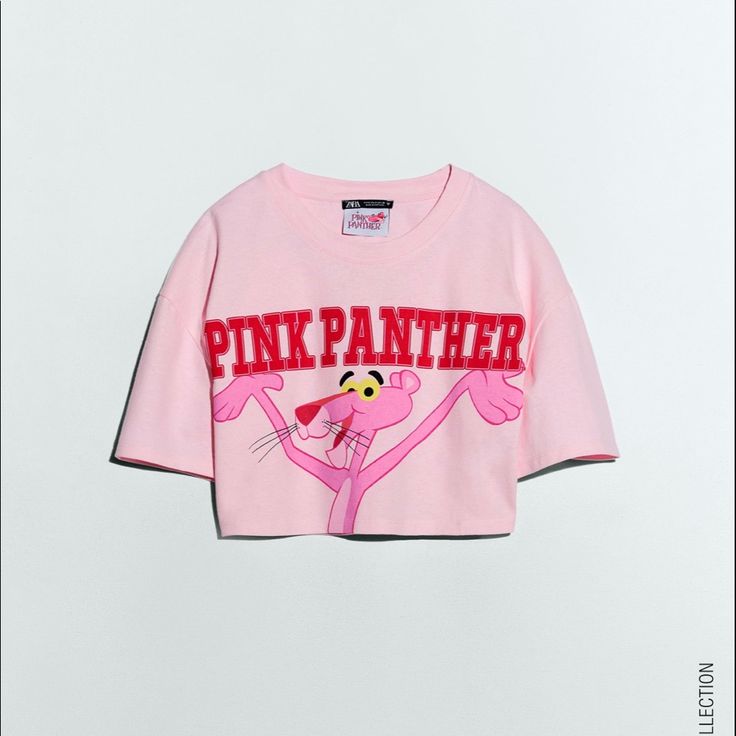 Zara Pink Panther Mgm Crop T-Shirt [Last One] (Price Is Firm) - Size: Available In Size S. - Color: Pink. - Materials: 100% Cotton. - Round Neck T-Shirt With Short Sleeves. - Print Of Pink Panther Mgm Spring Pink T-shirt With Logo Print, Pink Text Print Cropped T-shirt With Crew Neck, Casual Pink Cropped T-shirt With Letter Print, Pink Cropped T-shirt With Graphic Print For Spring, Zara T-shirt With Letter Print For Spring, Pink Graphic Tee Cropped T-shirt With Letter Print, Trendy Pink T-shirt With Front Print, Pink Graphic Print Cropped T-shirt For Streetwear, Pink Cropped T-shirt With Graphic Print For Streetwear