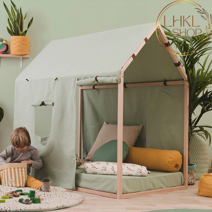 Linen Kid Play Tent, Kids Playhouse Teepee, Linen Teepee Tent, House Bed Canopy, Nordic Indoor Playhouse, Montessori Canopy, Playroom Decor Spark your child's imagination with my charming Linen house bed canopy. Made from premium linen, this canopy adds a playful and cozy element to your sleeping space.  Whether it's for creating a magical reading nook or a special corner for play, our Linen House Bed Canopy is the perfect addition to any child's room. Provide your children with a space that fos Modern Playroom, Baby Boy Bedroom, Kids Play Tent, Kids Tents, Ideas Hogar, Sitges, Toddler Bedrooms, Play Tent, Boy Bedroom