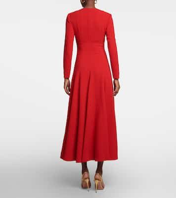 Crepe Midi Dress, Emilia Wickstead, Red Midi Dress, Work Attire, Modest Dresses, Fitted Bodice, The Uk, Red Carpet, Timeless Design