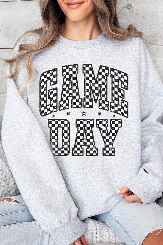 Checkered Game Day Graphic Fleece Sweatshirts.Unisex Crew Neck Long Sleeve Sweaters Knits.Crafted from premium materials, tailored to your lifestyle, ensuring a comfortable fit for any occasion.Family Group Uniforms Birthday Party Gift Concert Festival Events.High Quality Direct To Film Printed Graphic Design.50%COTTON,50%POLYESTERNICARAGUAMade In: Nicaragua Gray Sweatshirt For Game Day In Fall, Trendy Winter Tops For Game Day, Gray Tops For Game Day In Fall, Trendy Winter Game Day Tops, Trendy Game Day Winter Tops, Casual Letter Print Sweater For Game Day, Gray Sweatshirt For Game Day In Winter, Casual Gray Sweatshirt For Game Day, Gray Winter Sweatshirt For Game Day