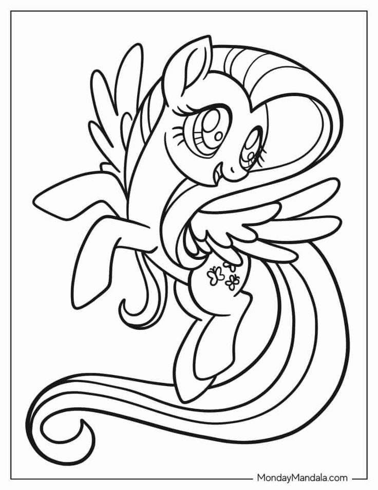 a coloring page with an image of a pony in the middle of it's body