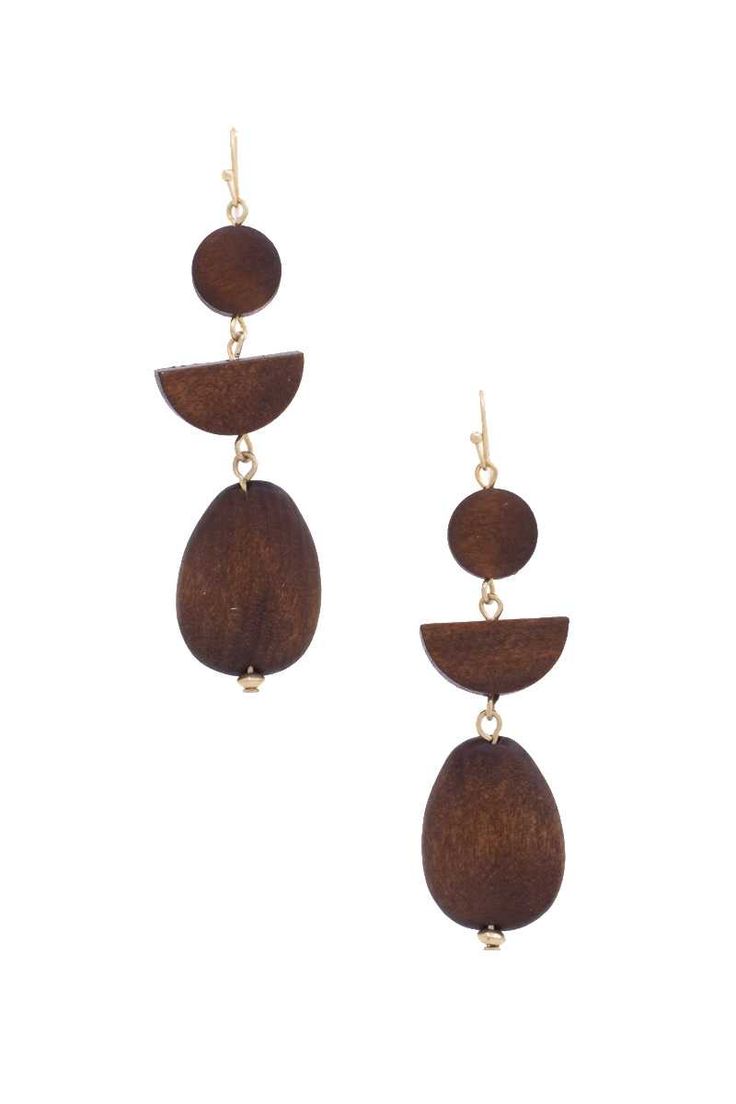 Imported GEOMETRIC WOOD BEAD DANGLE EARRING Brown.Ivory.Red.Black.Natural FBJ Geometric Wood Bead Dangle Earring Beautiful Beaded Earring, Wood Dangle Earrings, Earthy Aesthetic, Boho Chic Earrings, Earthy Brown, Chic Earrings, Party Earrings, Beaded Dangle Earrings, Earring Sale