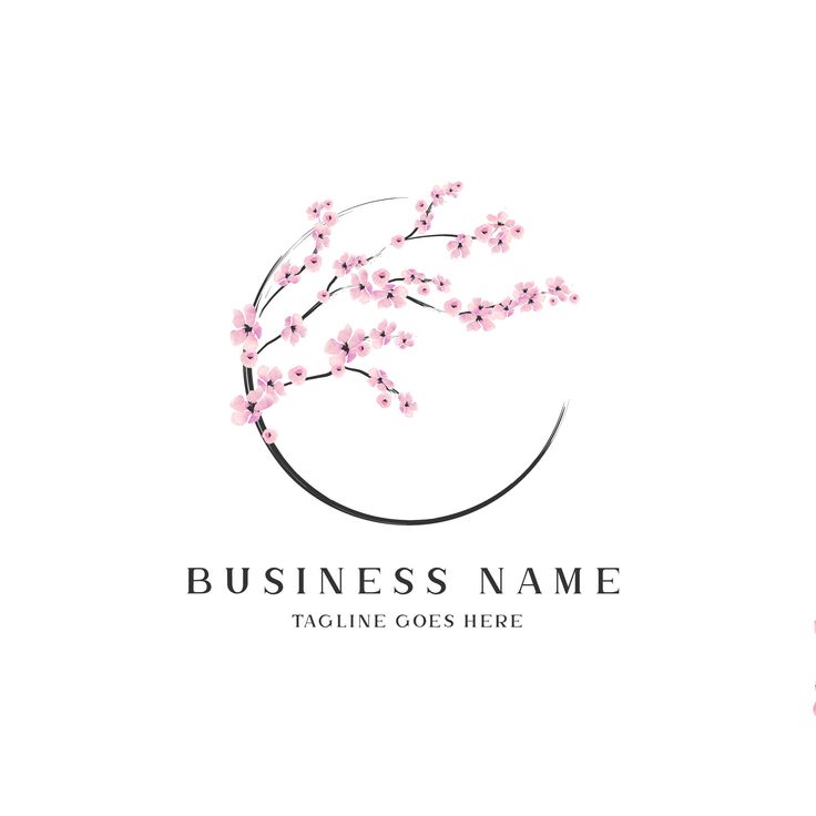 a logo with pink flowers on it and the words, business name tagline goes here