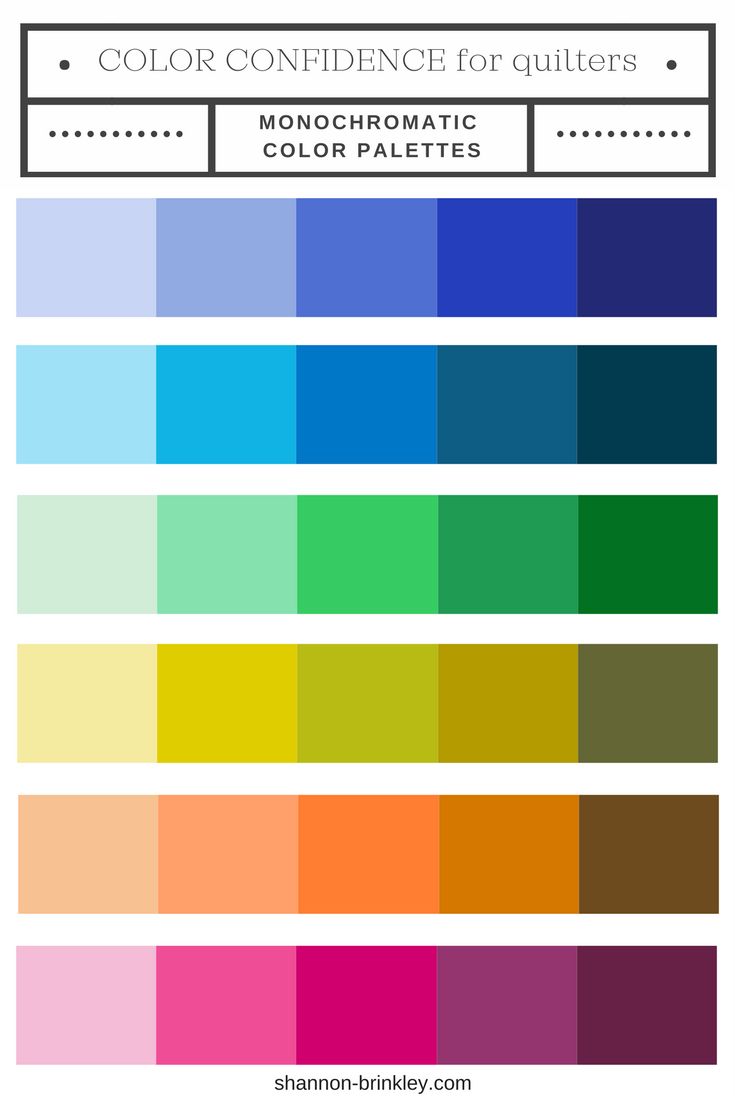 the color scheme for different colors