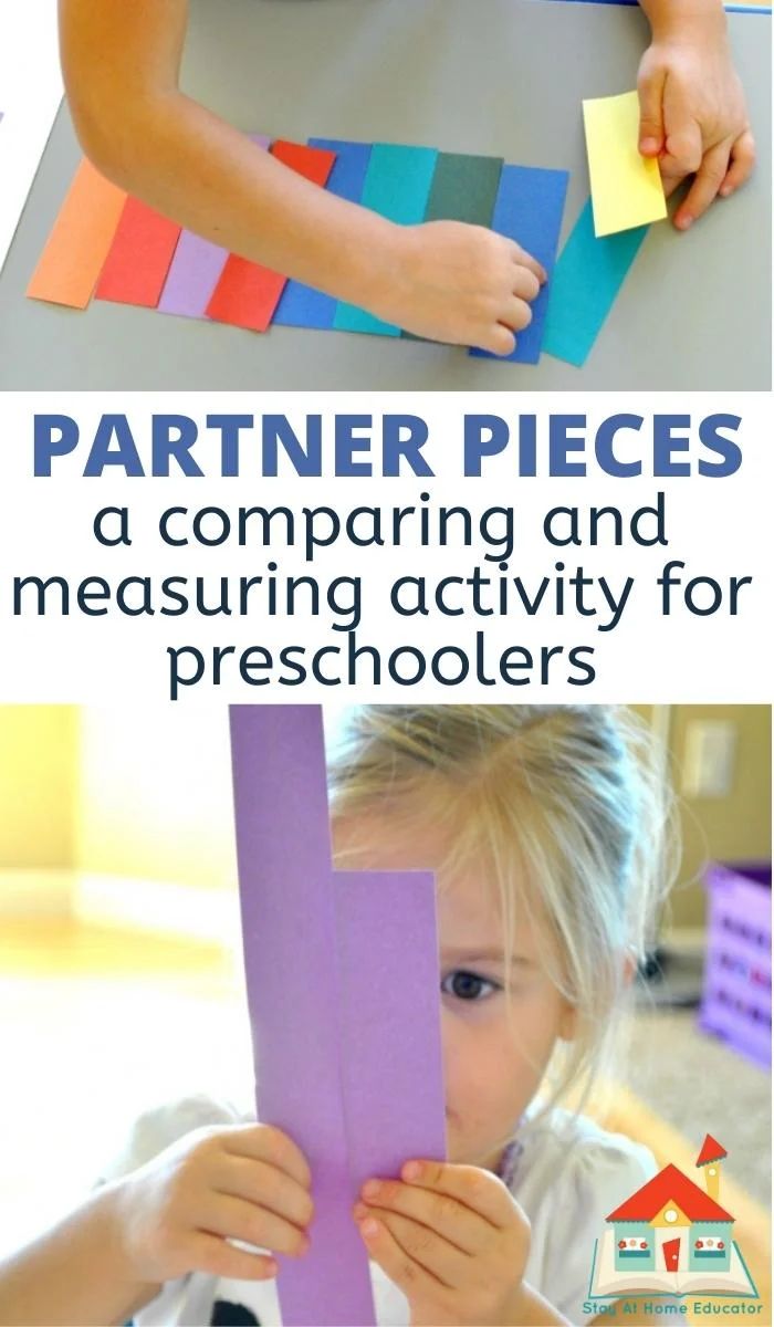 two pictures with the words, partner pieces and measuring activity for preschoolers