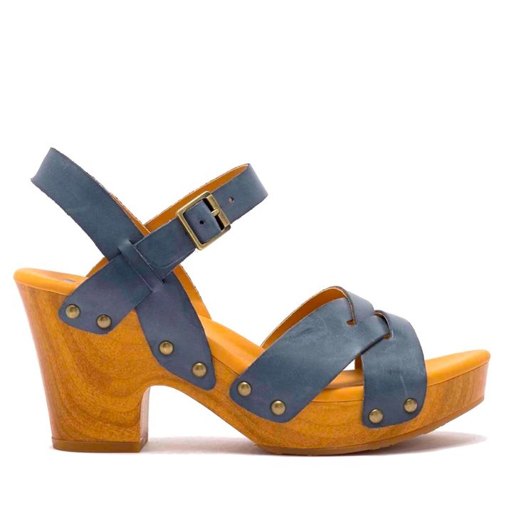 A Wooden Platform, Brings Vintage Vibes To A Cushioned Retro Sandal. Opened Toe, Adjustable Side Buckle Strap Enclosure. 3.5 Inch Heel, 7/8” Platform. Blue Sandals With Buckle Closure, Blue Open Heel Shoes With Buckle Closure, Blue Open Heel Heels With Buckle Closure, Blue Slingback Sandals With Buckle For Summer, Blue Slingback Sandals With Buckle Closure For Summer, Blue Adjustable High Heel Sandals, Adjustable Blue High Heel Sandals, Blue Open Toe Slingback Sandals With Buckle Closure, Blue Wedge Sandals With Buckle Closure