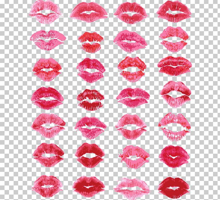 lipstick kisses on a transparent background