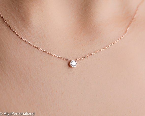 Gift for her ... Minimalist necklace , gold simple necklace for everyday ...  This necklace is also a  perfect personalized gift with a birthstone♡► FEATURES;Material Options: 925k Sterling Silver & Rose Gold Filled Over Silver & Yellow Gold Filled Over SilverLength : Standart length is 17''+0.5'' extention chain (The necklace on the photo is also 17'' in length).❥ I can adjust necklace length to your demands, please add me a note during check out if you wish a different necklace length.► HOW TO Simple Rose Gold Jewelry With Clavicle Chain, Simple Rose Gold Clavicle Chain Jewelry, Dainty Rose Gold Everyday Necklace, Minimalist Rose Gold Solitaire Necklace For Anniversary, Minimalist Rose Gold Charm Necklace With Delicate Chain, Minimalist Rose Gold Charm Necklace For Wedding, Simple Rose Gold Clavicle Chain Necklace, Everyday Rose Gold Solitaire Necklace With Delicate Chain, Simple Rose Gold Charm Necklace For Everyday